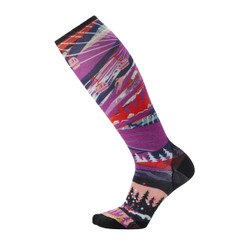 Smartwool Ski Zero Cushion Skication Print OTC Sock Women's in Desert Orchid